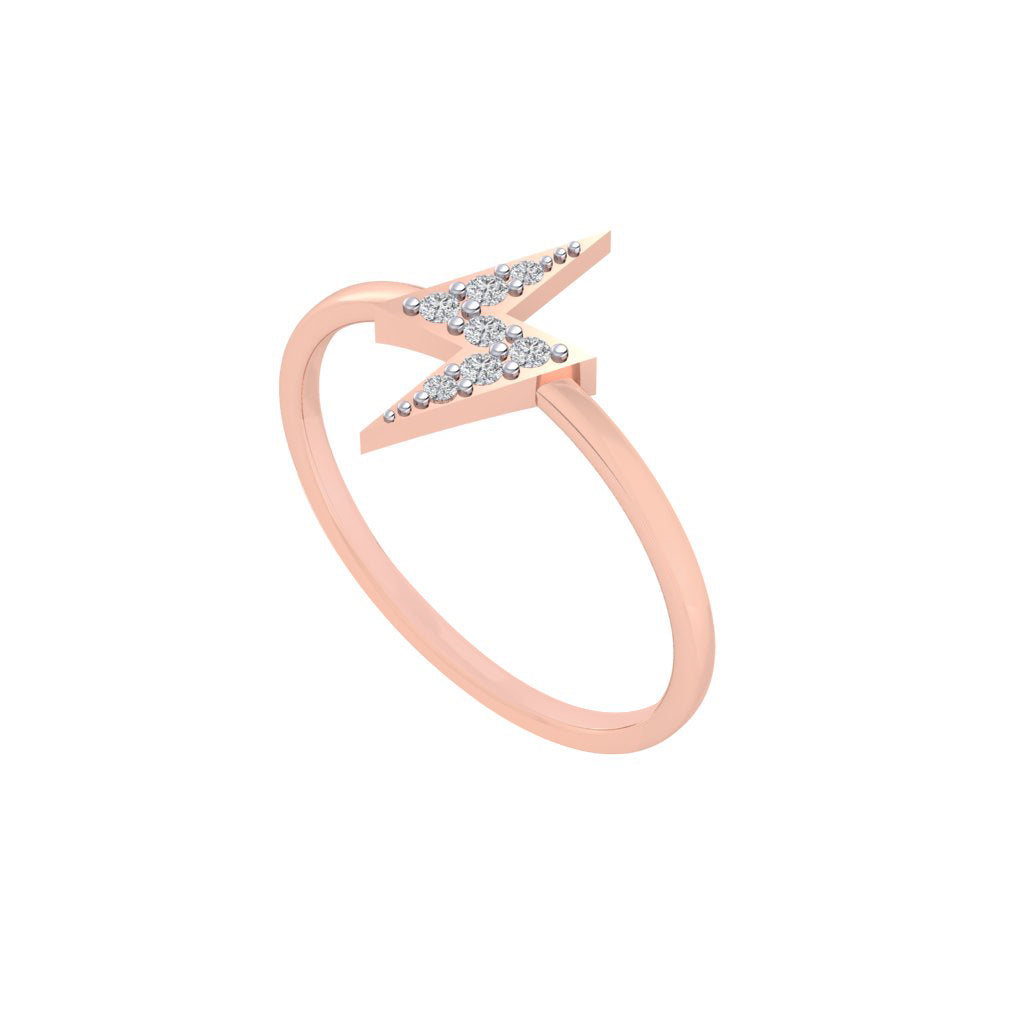 diamtrendz rose gold real diamond lightning ring 1494_1