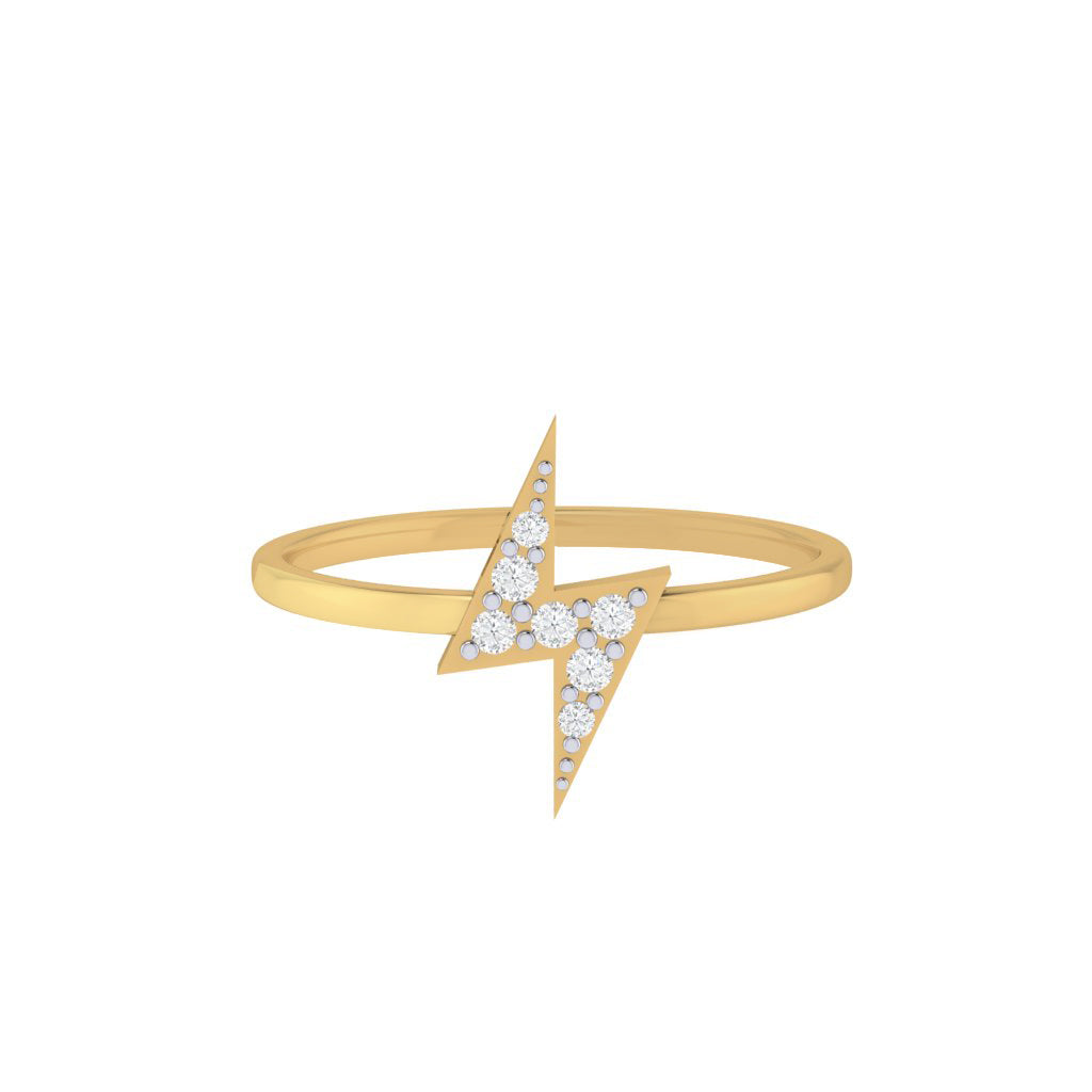 Diamtrendz gold real diamond lightning ring 1494_2