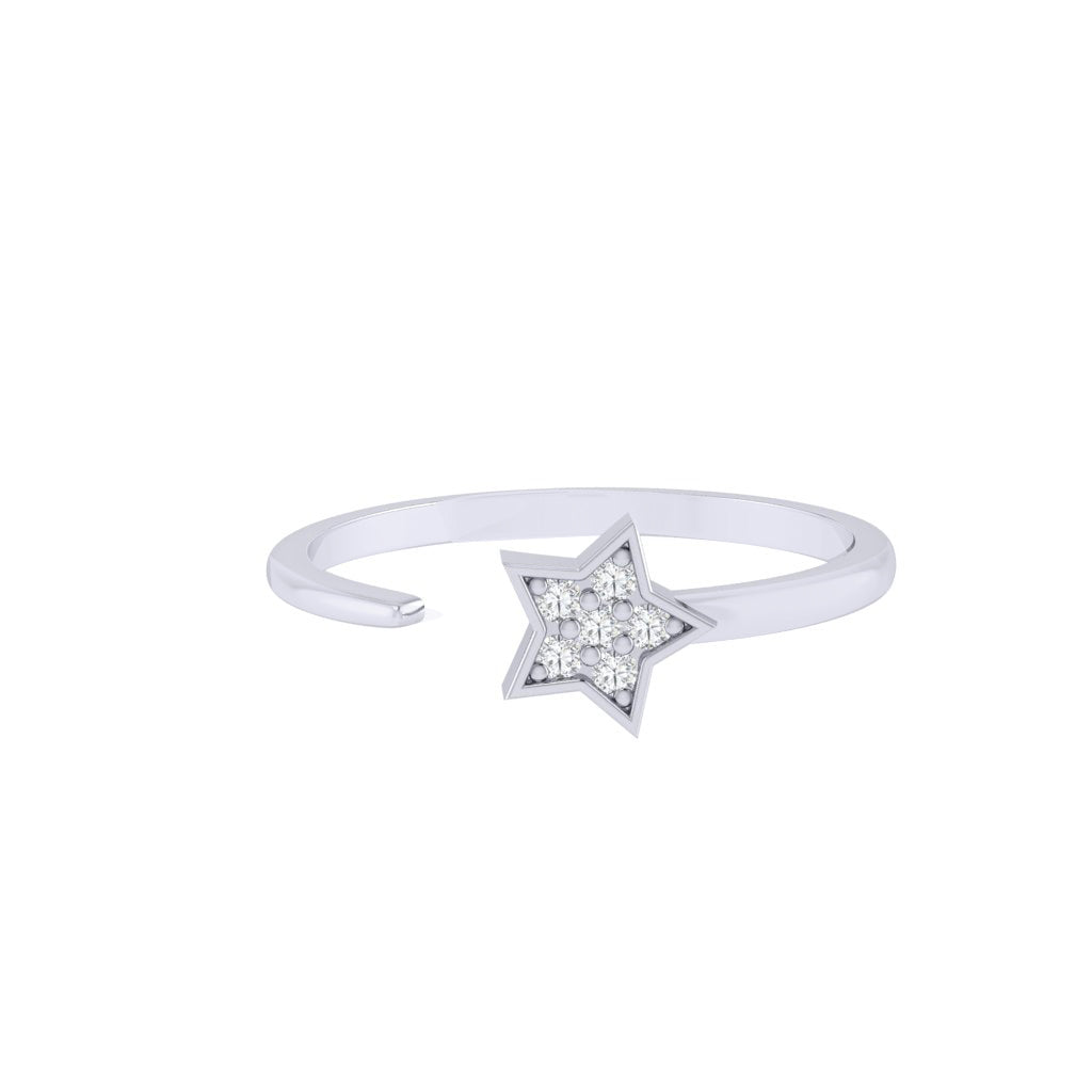 Diamtrendz white gold real diamond star ring 1496_2