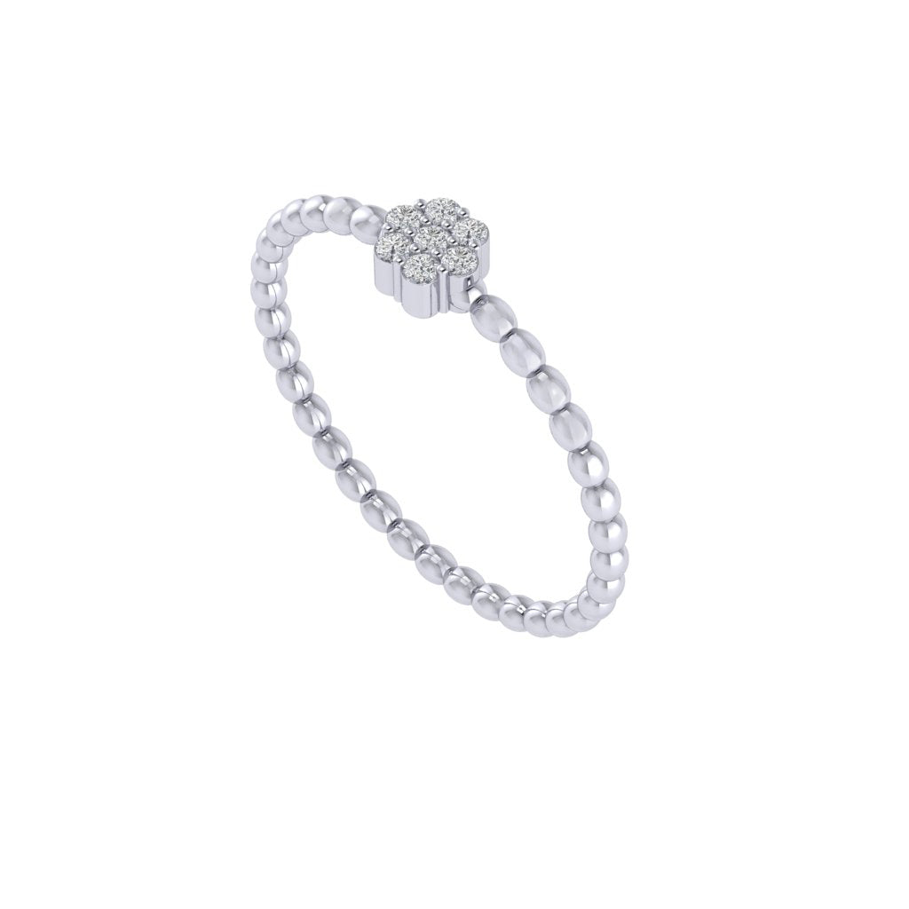 Diamtrendz white gold real diamond cluster bubble ring 1522_1