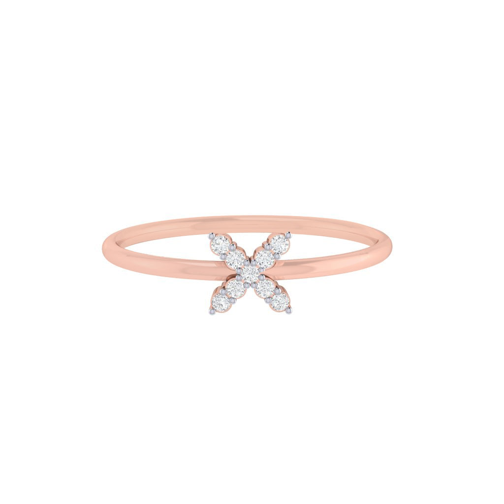 diamtrendz rose gold real diamond cross ring 1523_2