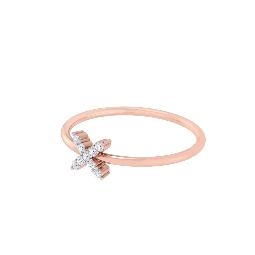 diamtrendz rose gold real diamond cross ring 1523_3