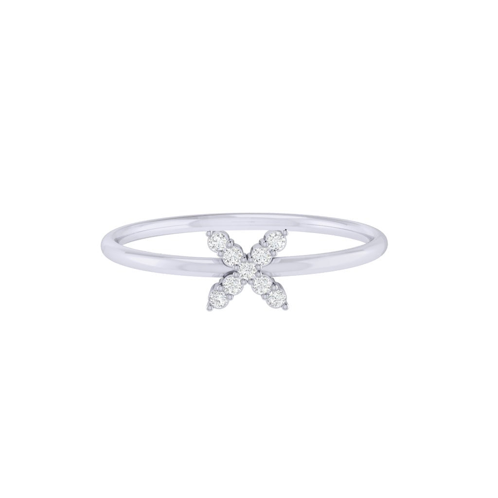 Diamtrendz white gold real diamond cross ring 1523_2