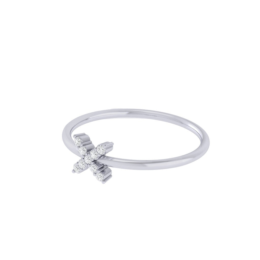 Diamtrendz white gold real diamond cross ring 1523_3