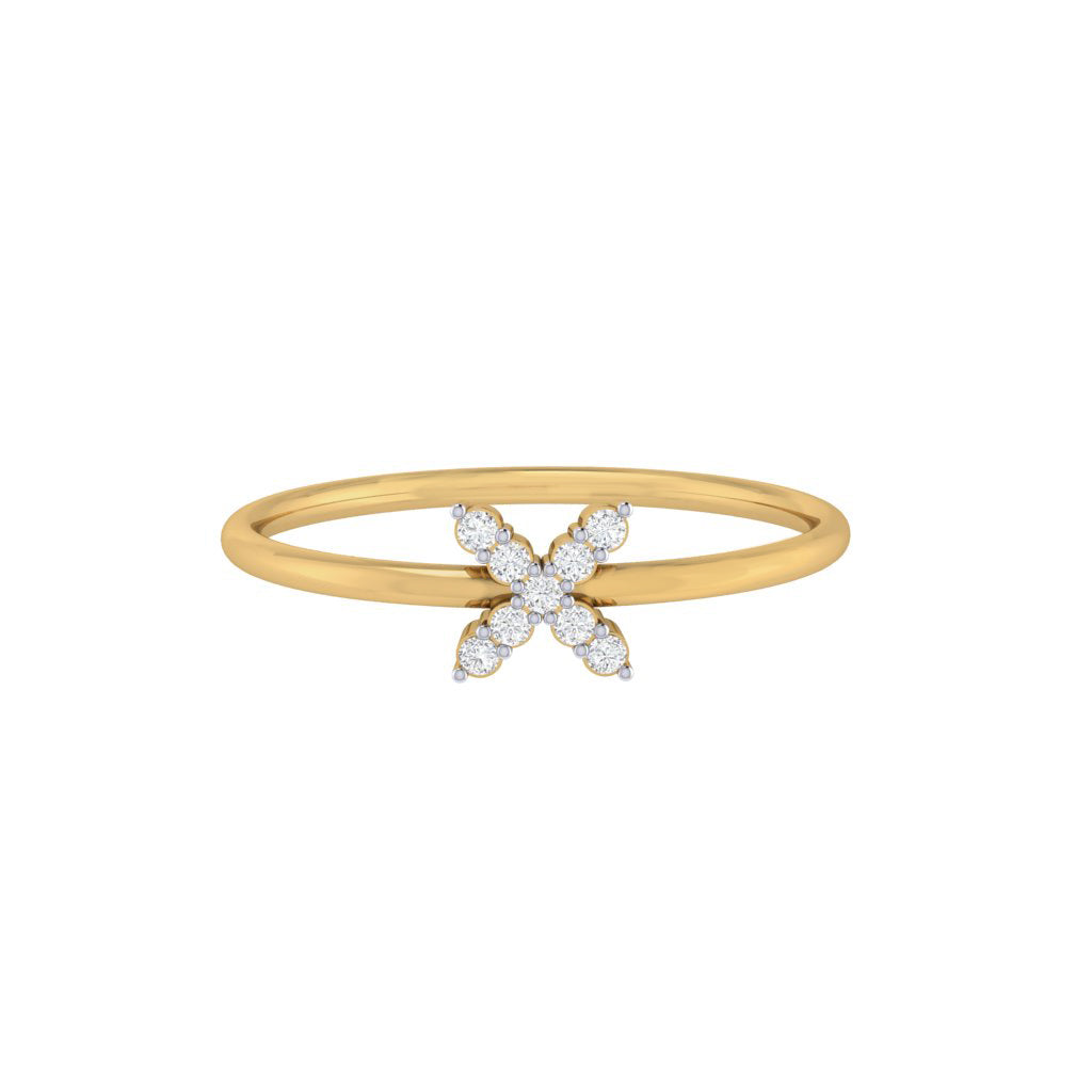 Diamtrendz gold real diamond cross ring 1523_2