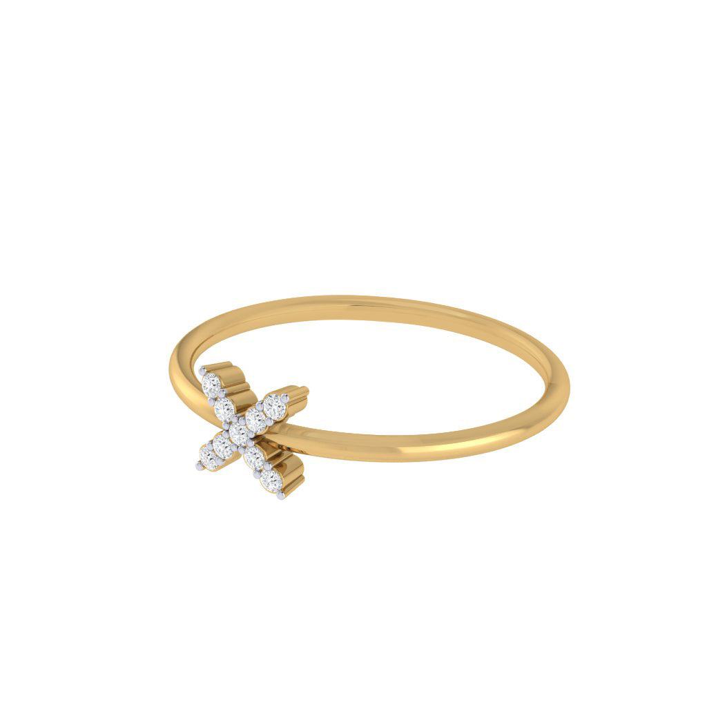 Diamtrendz gold real diamond cross ring 1523_3