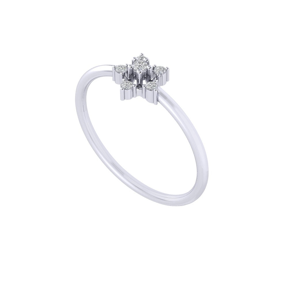 Diamtrendz white gold real diamond asterisk ring 1525_1