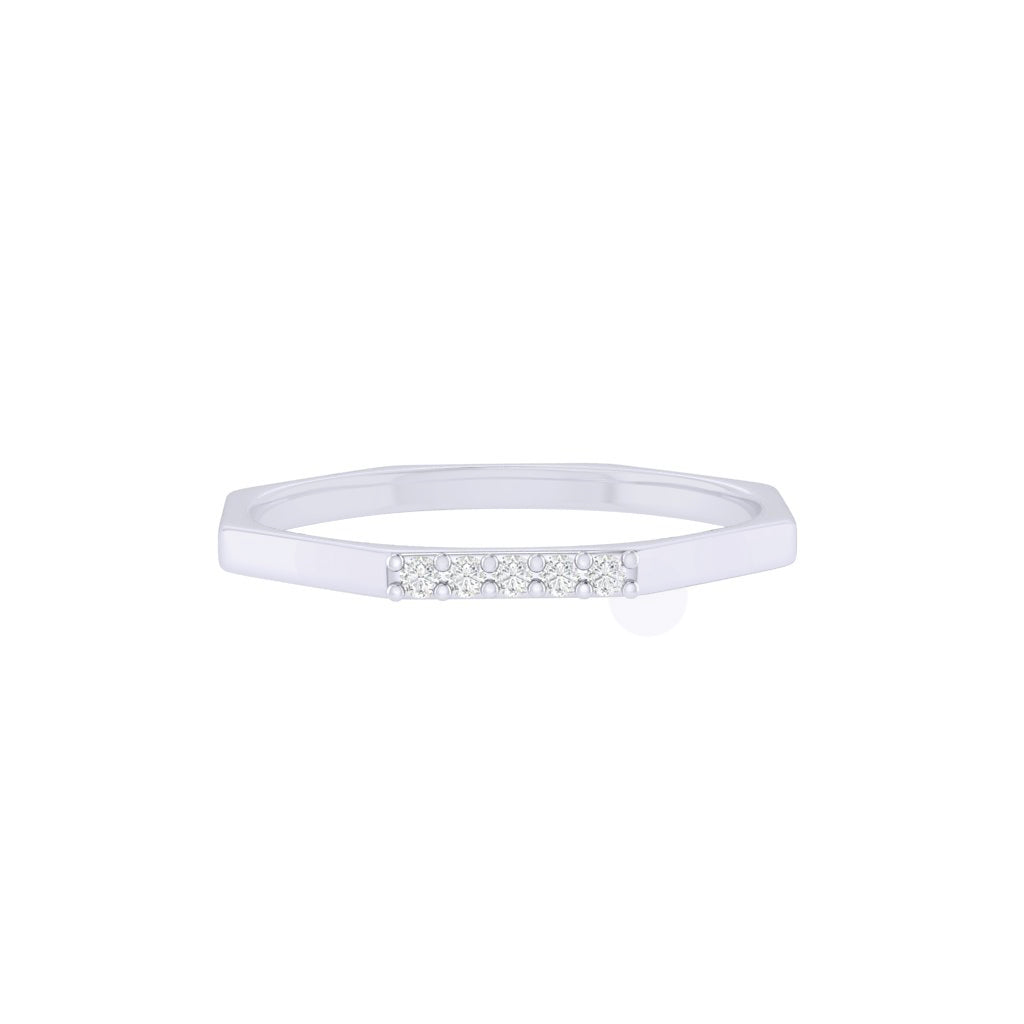 Diamtrendz white gold real diamond octagon band ring 1528_2
