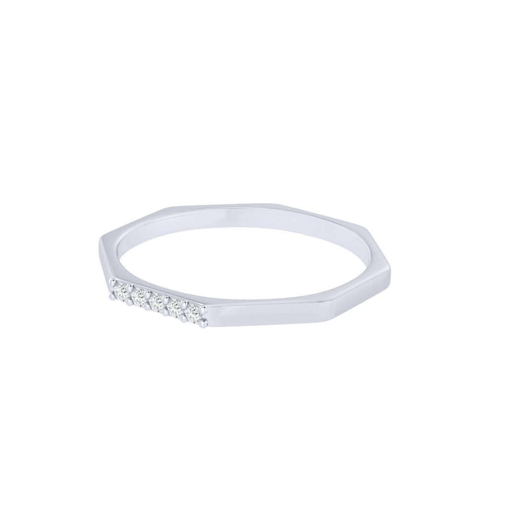 Diamtrendz white gold real diamond octagon band ring 1528_3