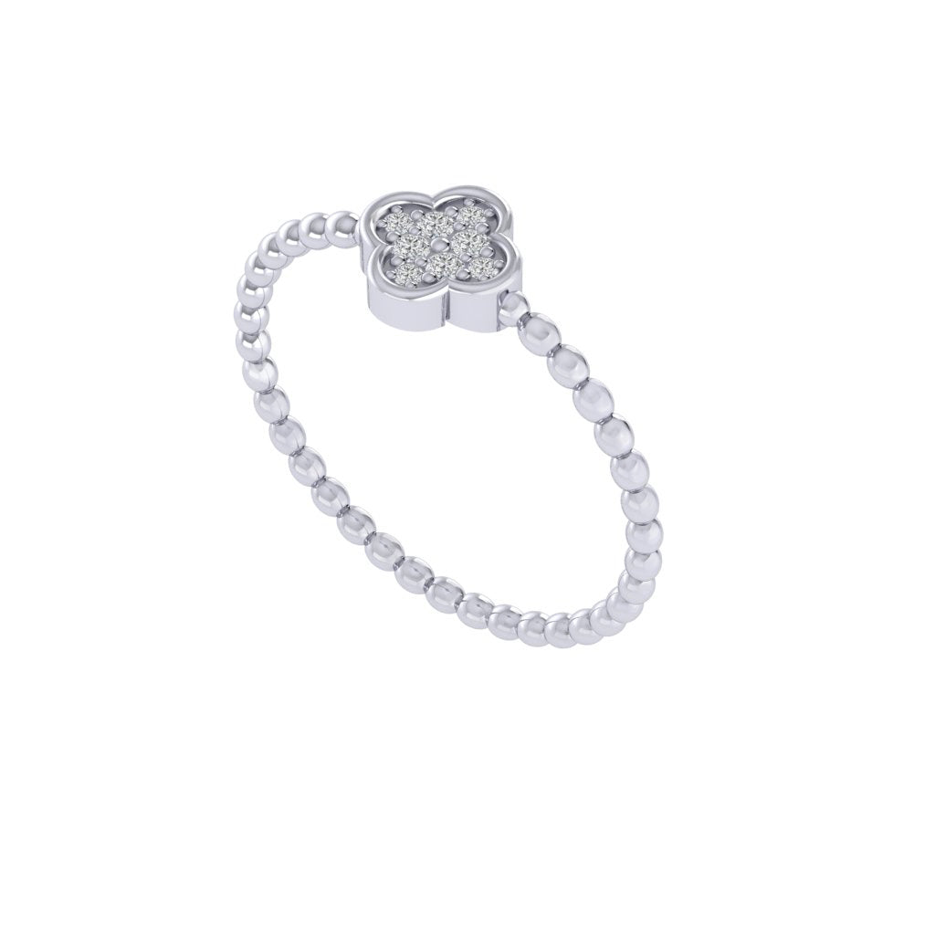 Diamtrendz white gold real diamond floral bubble ring 1529_1