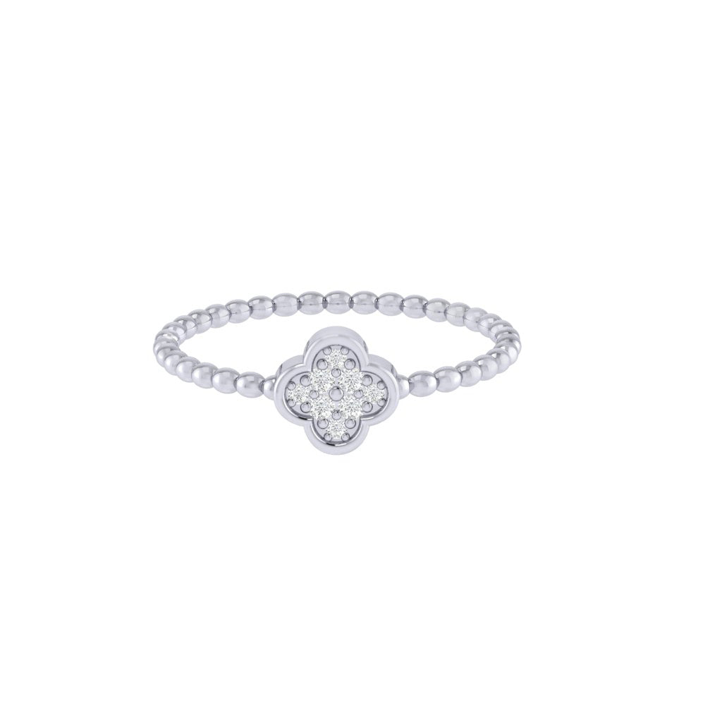 Diamtrendz white gold real diamond floral bubble ring 1529_2