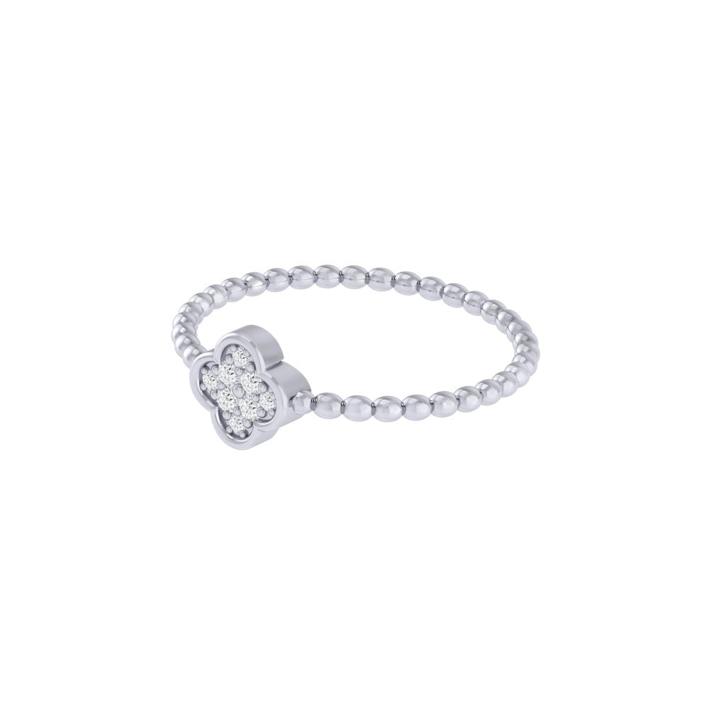 Diamtrendz white gold real diamond floral bubble ring 1529_3