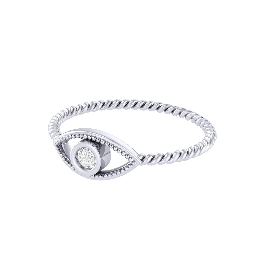 Diamtrendz white gold real diamond evil eye ring 1535_3