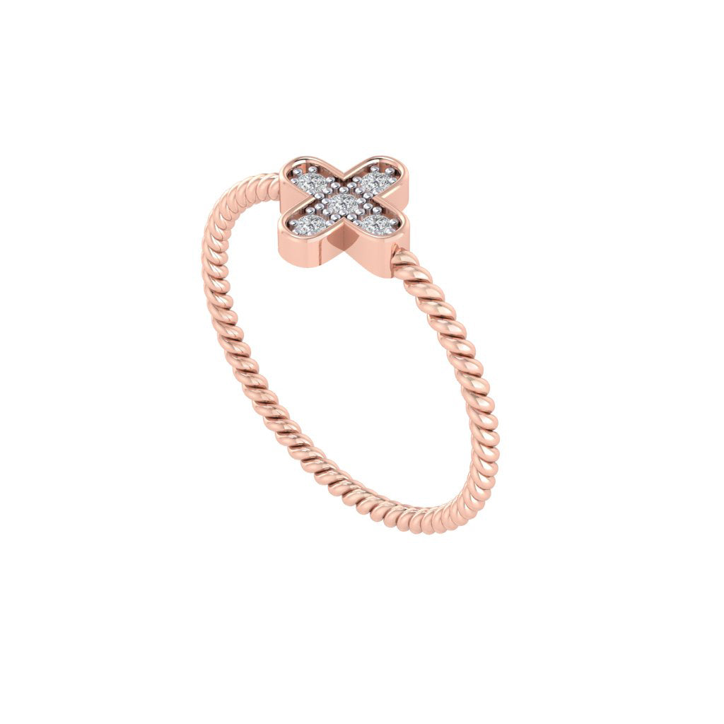 diamtrendz rose gold real diamond cross ring 1538_1