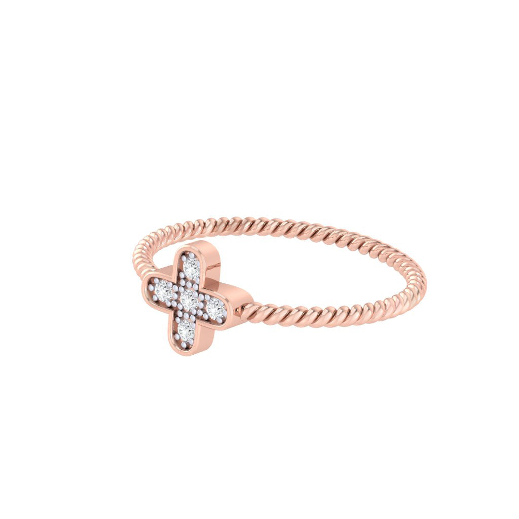 diamtrendz rose gold real diamond cross ring 1538_3