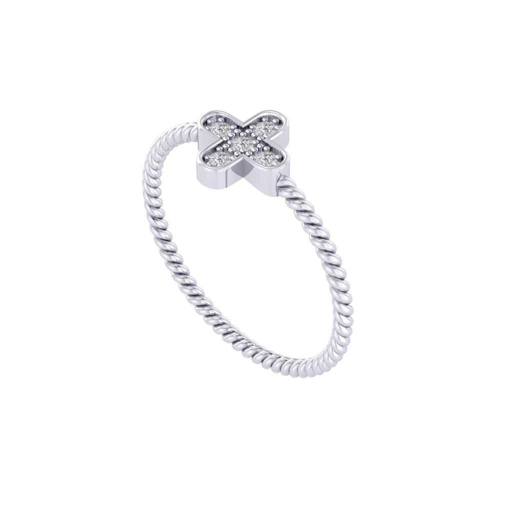 Diamtrendz white gold real diamond cross ring 1538_1
