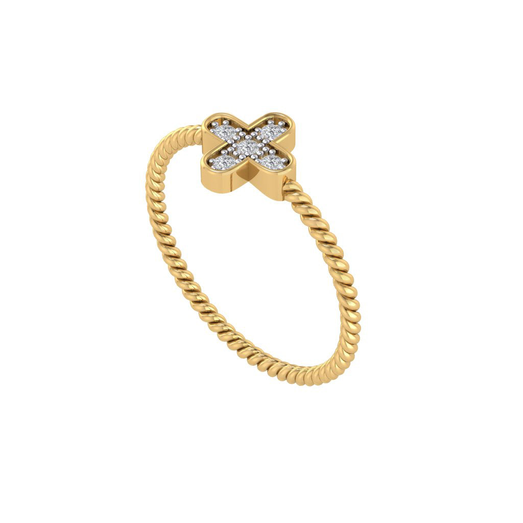 Diamtrendz gold real diamond cross ring 1538_1