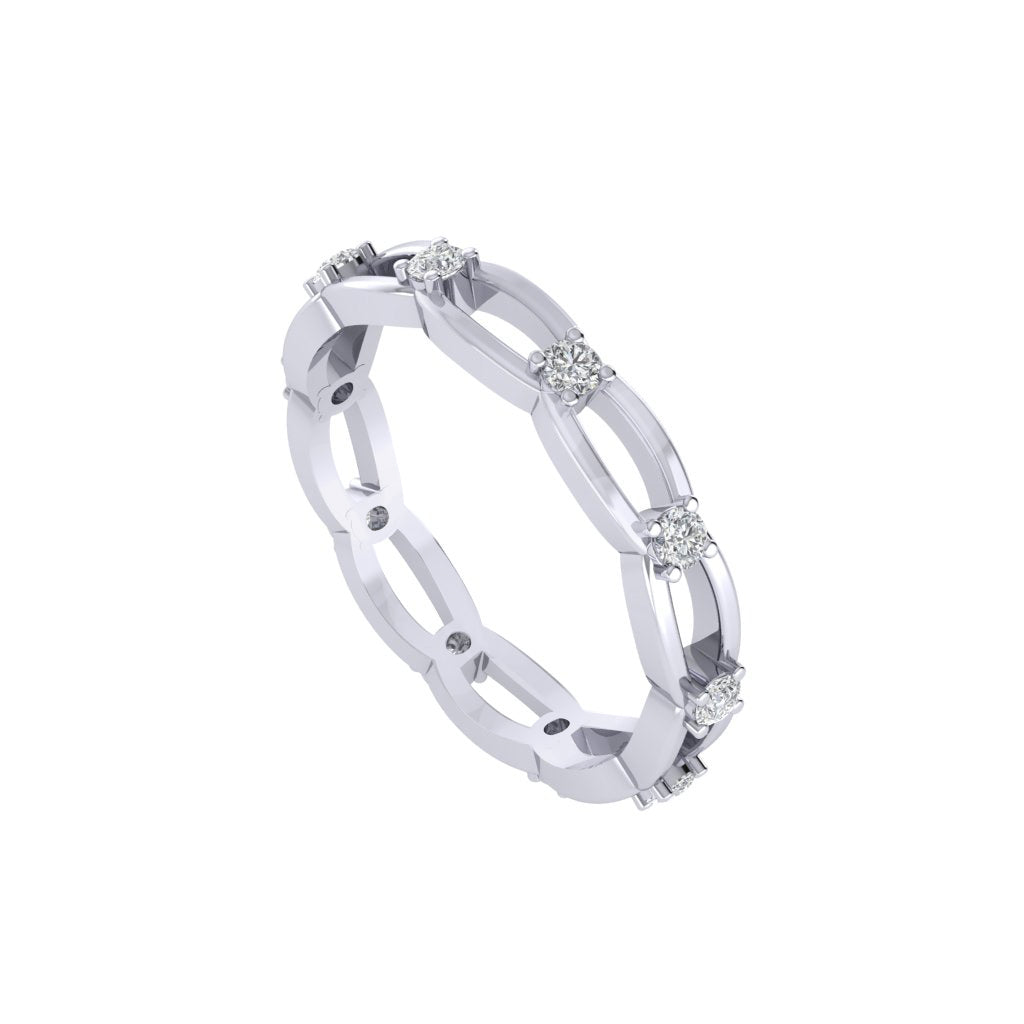 Diamtrendz white gold real diamond chain band ring 1825_1