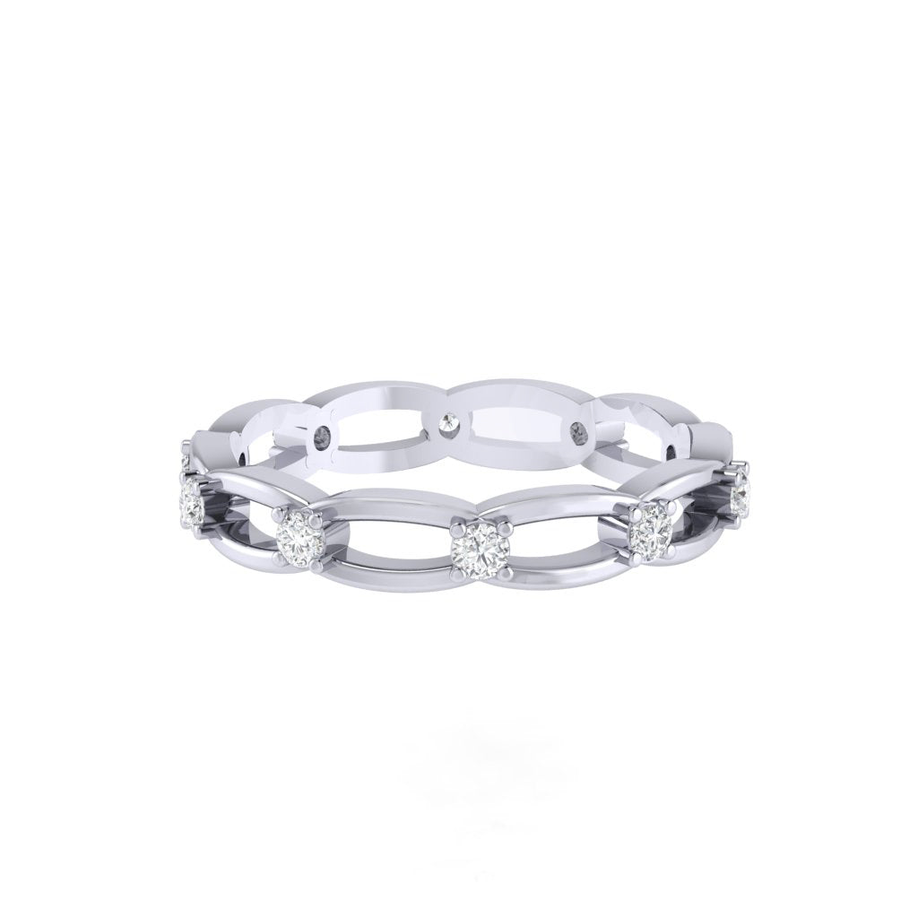 Diamtrendz white gold real diamond chain band ring 1825_2