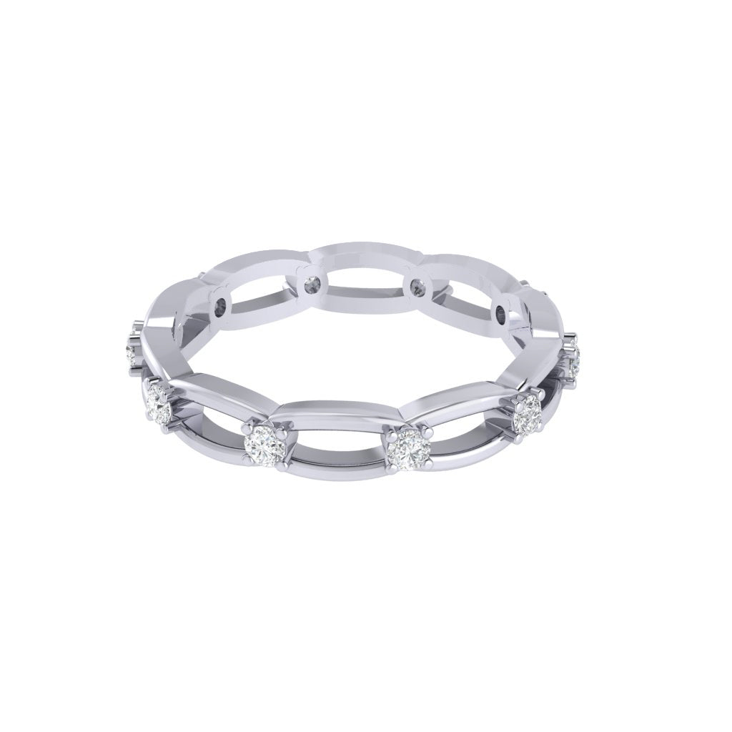 Diamtrendz white gold real diamond chain band ring 1825_3