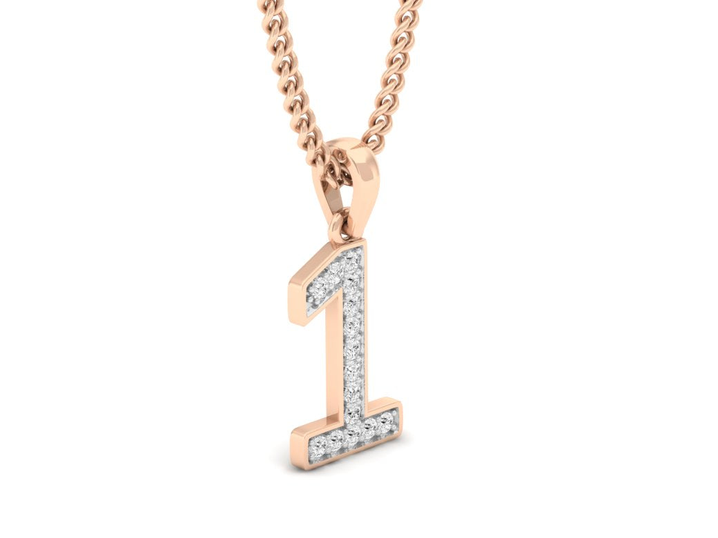 rose gold real diamond number 1 pendant