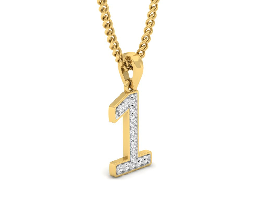 gold real diamond number 1 pendant