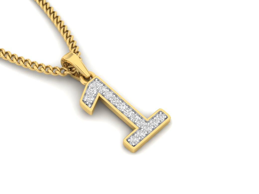 gold real diamond number 1 pendant