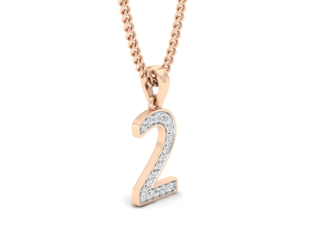 rose gold real diamond number 2 pendant