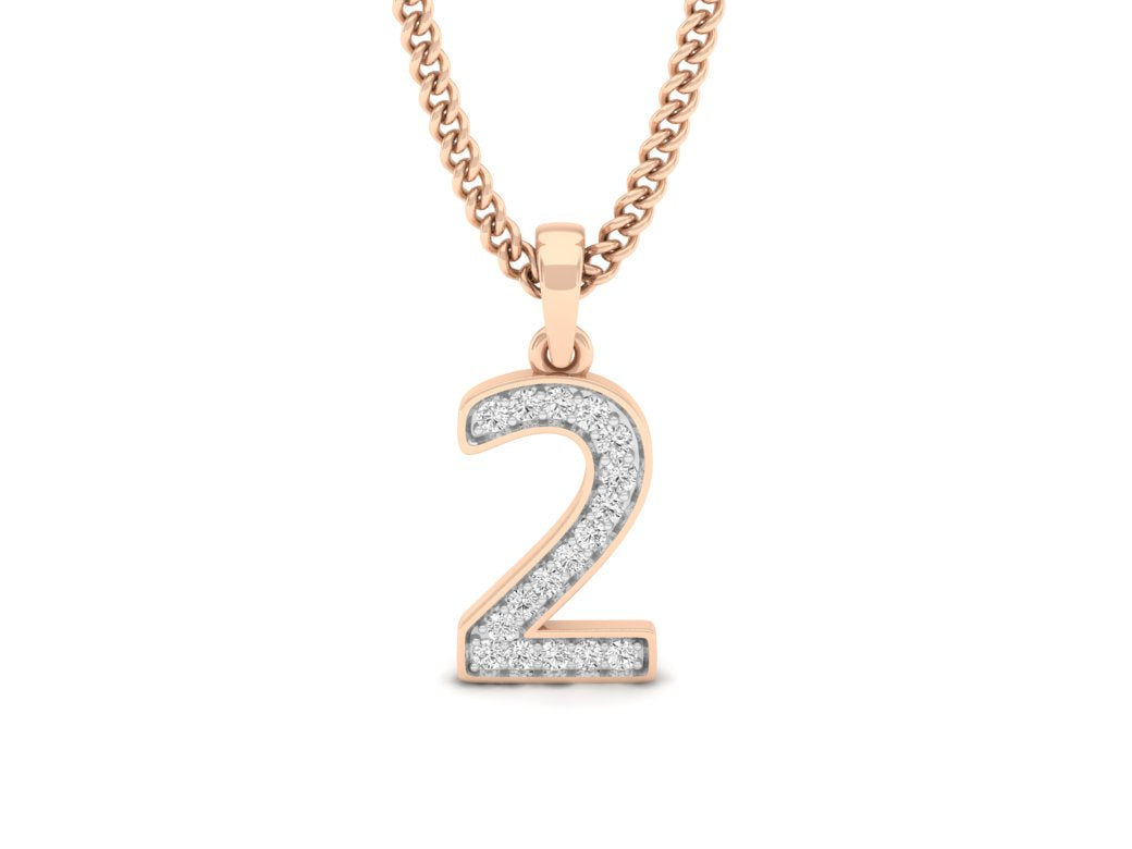 rose gold real diamond number 2 pendant