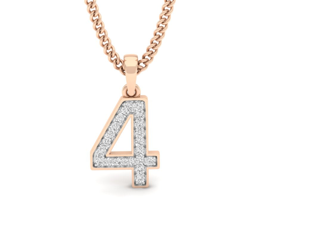 rose gold real diamond number 4 pendant