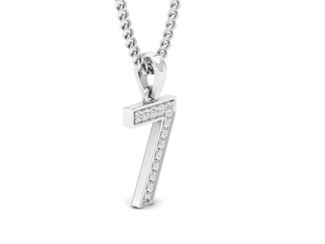 white gold real diamond number 7 pendant
