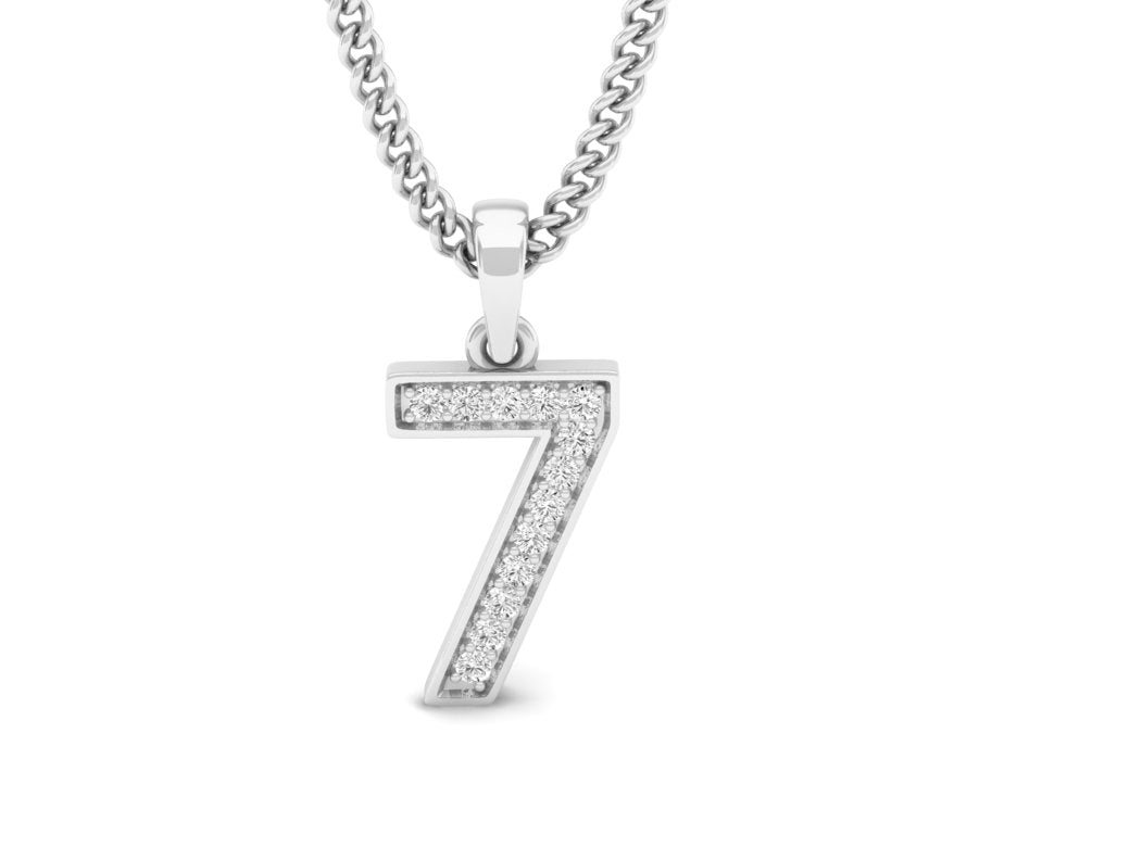 white gold real diamond number 7 pendant