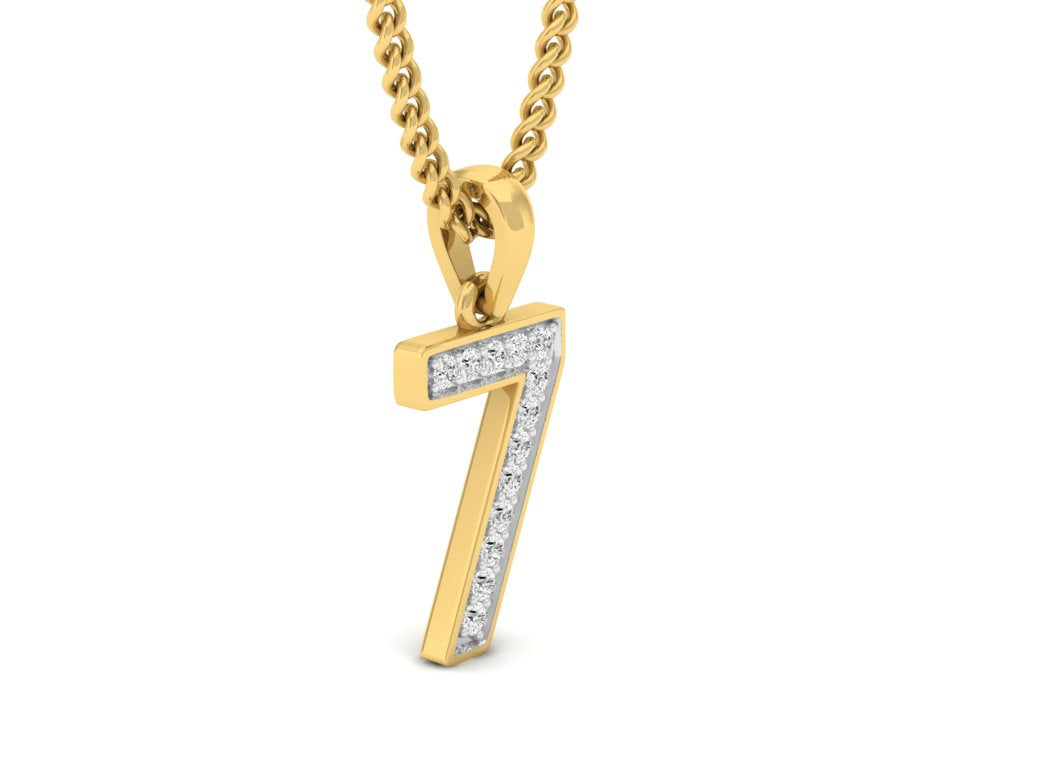 gold real diamond number 7 pendant
