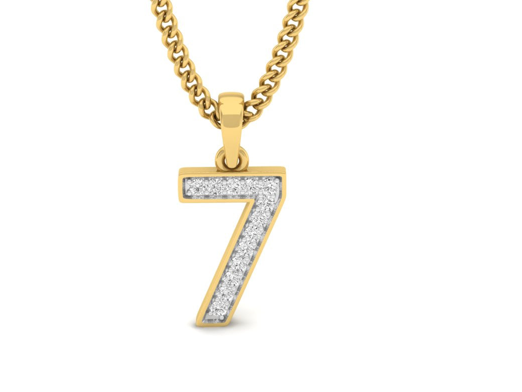 gold real diamond number 7 pendant
