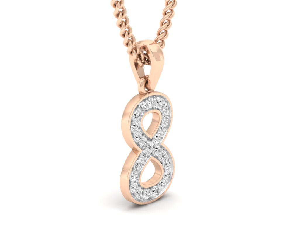 rose gold real diamond number 8 pendant