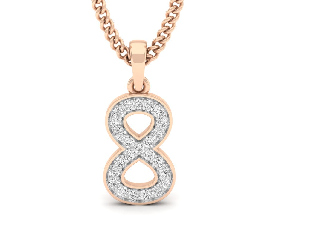 rose gold real diamond number 8 pendant