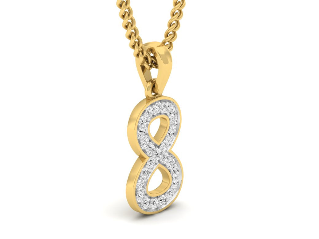 gold real diamond number 8 pendant
