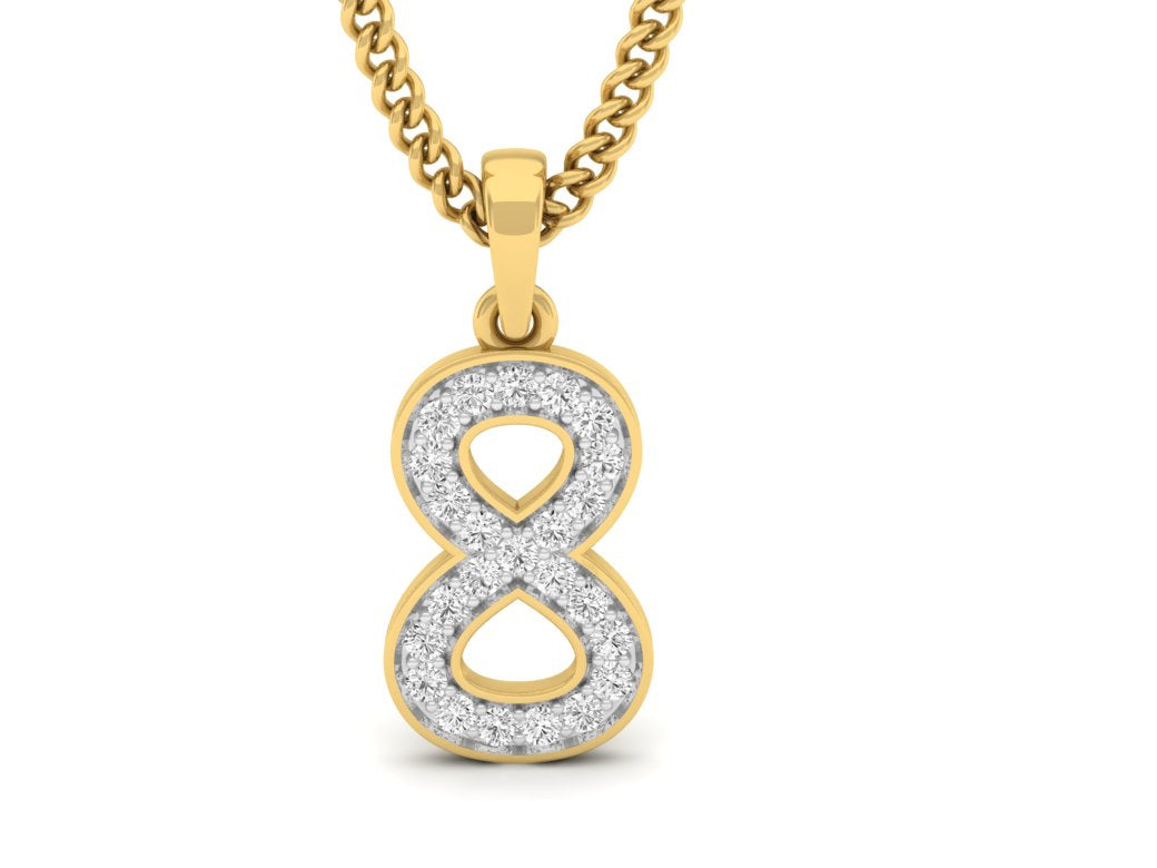 gold real diamond number 8 pendant