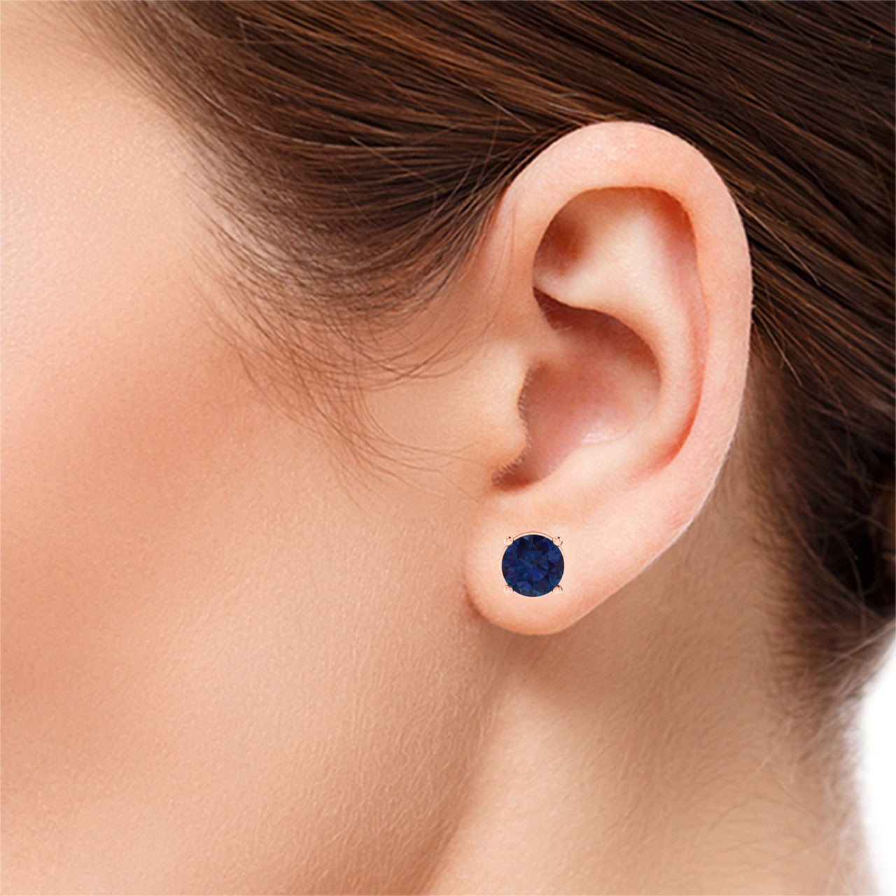 rose gold plated sterling silver round shape alexandrite june birthstone stud earrings