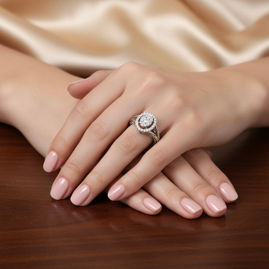 Diamtrendz 925 sterling silver white gold plated cubic zirconia solitaire ring