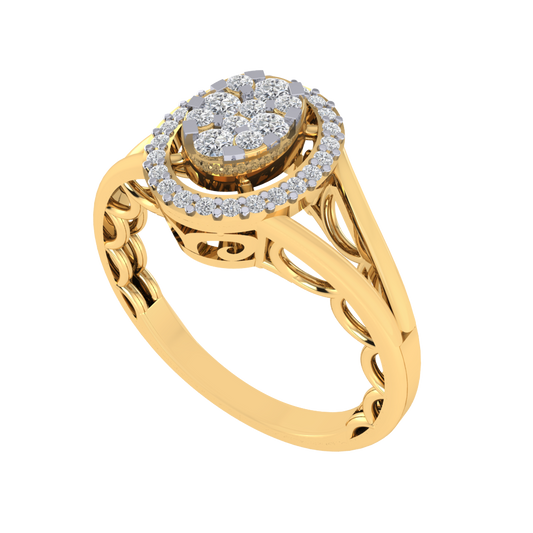 Diamtrendz 925 sterling silver yellow gold plated cubic zirconia solitaire ring