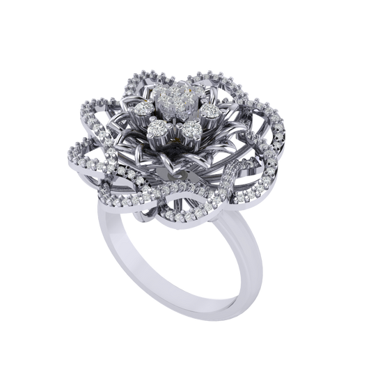 Diamtrendz 925 sterling silver white gold plated cubic zirconia floral ring