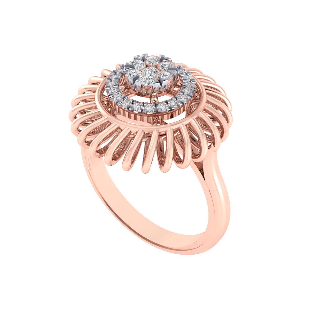 Diamtrendz 925 sterling silver rose gold plated cubic zirconia floral ring