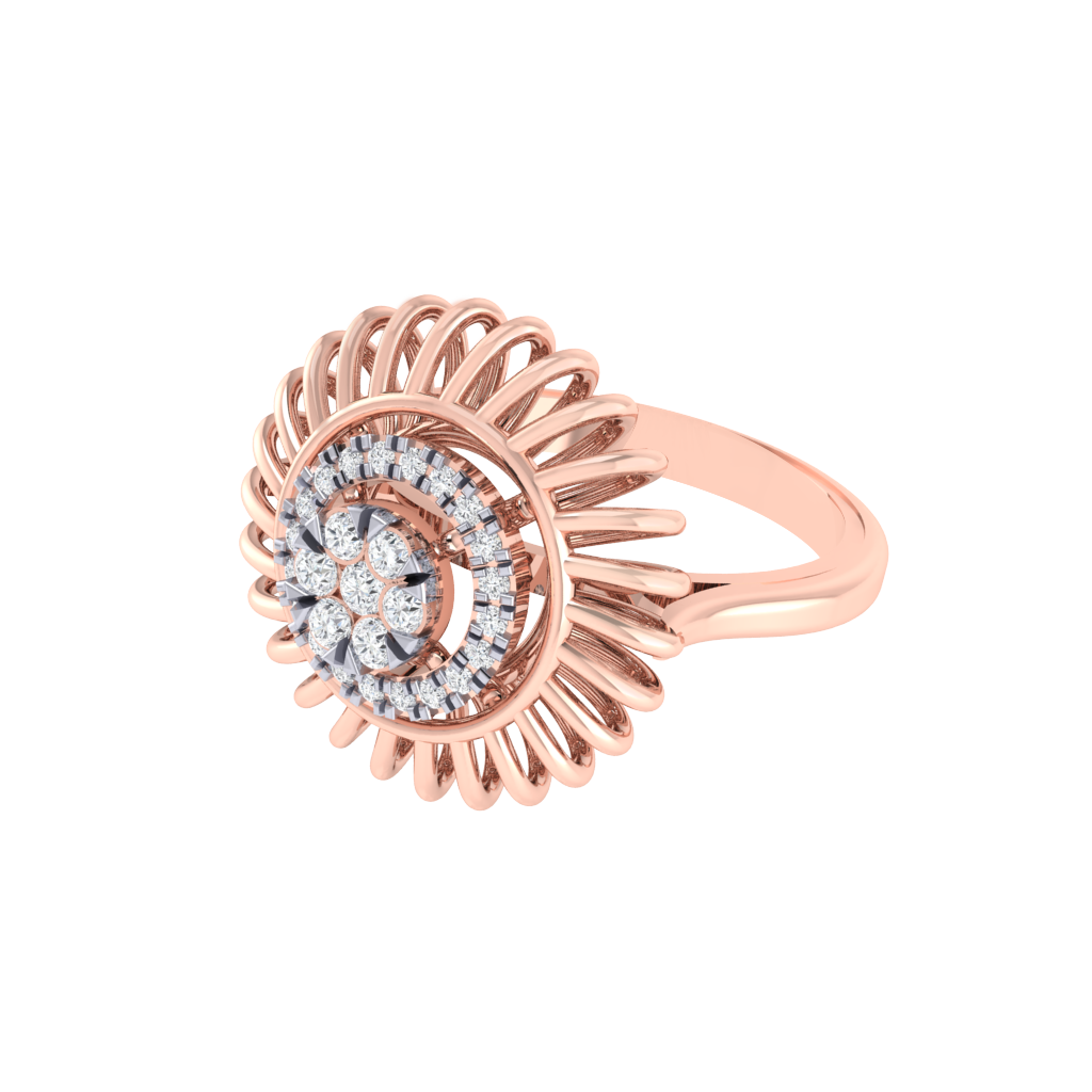 Diamtrendz 925 sterling silver rose gold plated cubic zirconia floral ring