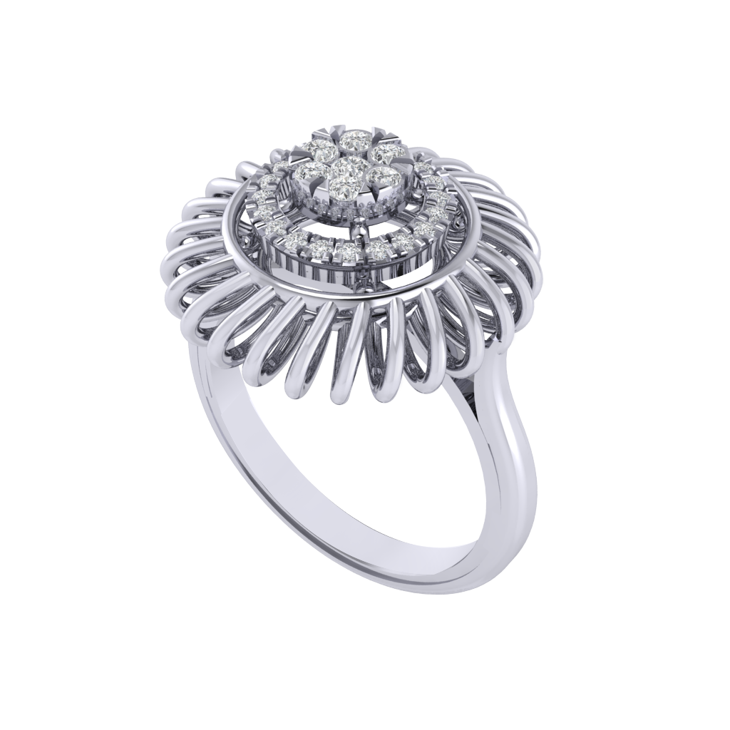 Diamtrendz 925 sterling silver white gold plated cubic zirconia floral ring