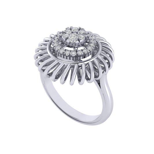 Diamtrendz 925 sterling silver white gold plated cubic zirconia floral ring