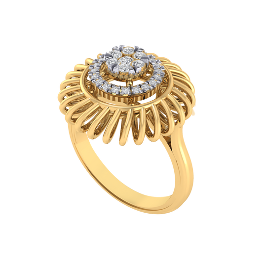 Diamtrendz 925 sterling silver yellow gold plated cubic zirconia floral ring