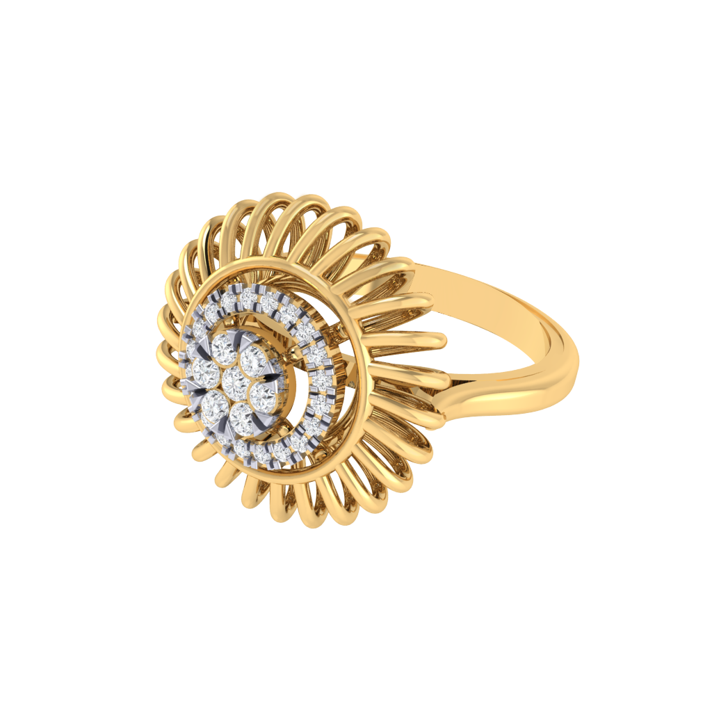 Diamtrendz 925 sterling silver yellow gold plated cubic zirconia floral ring