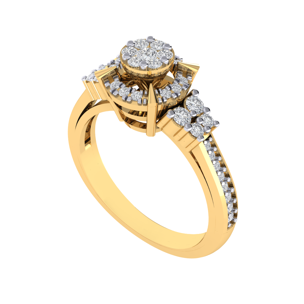 Diamtrendz 925 sterling silver yellow gold plated cubic zirconia solitaire ring