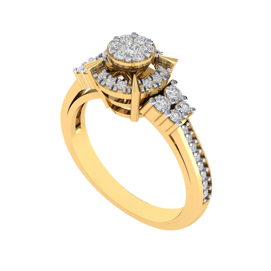 Diamtrendz 925 sterling silver yellow gold plated cubic zirconia solitaire ring